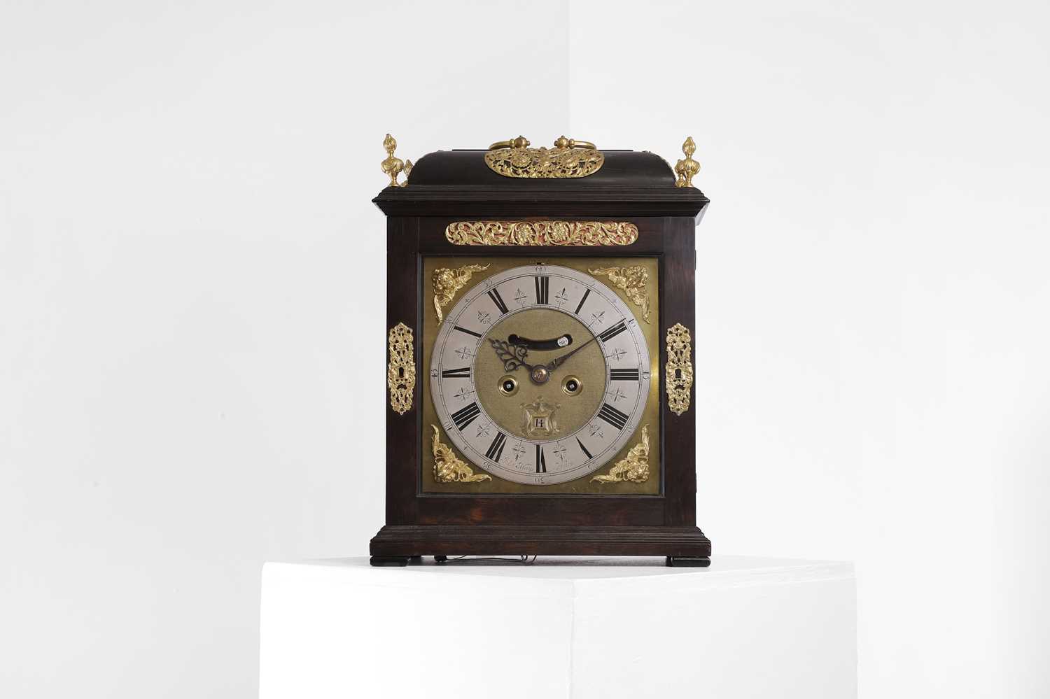 Lot 547 - An ebonised fruitwood table or bracket clock