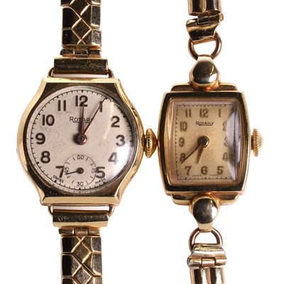 Lot 36L - Two 9ct gold Rotary mechanical bracelet watches