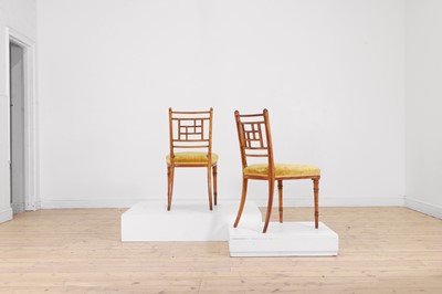 Lot 454 - A set of four Victorian Aesthetic period satinwood side chairs by Howard & Sons