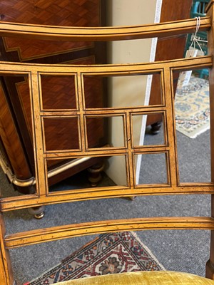 Lot 454 - A set of four Victorian Aesthetic period satinwood side chairs by Howard & Sons
