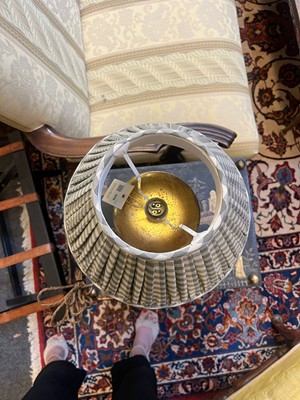 Lot 406 - A pair of decalcomania table lamps