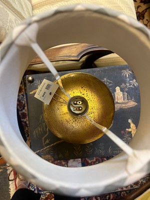 Lot 406 - A pair of decalcomania table lamps