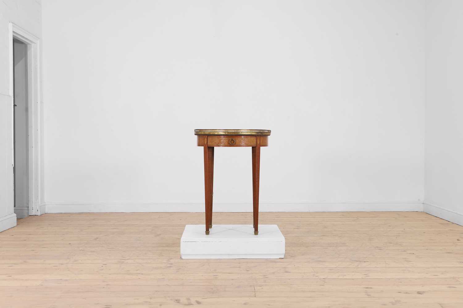 Lot 407 - A Louis XVI-style kingwood, rosewood and parquetry-inlaid lamp table