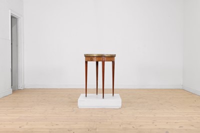 Lot 407 - A Louis XVI-style kingwood, rosewood and parquetry-inlaid lamp table