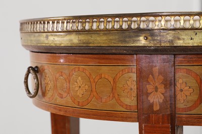 Lot 407 - A Louis XVI-style kingwood, rosewood and parquetry-inlaid lamp table