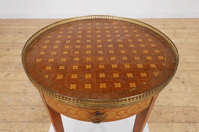 Lot 407 - A Louis XVI-style kingwood, rosewood and parquetry-inlaid lamp table