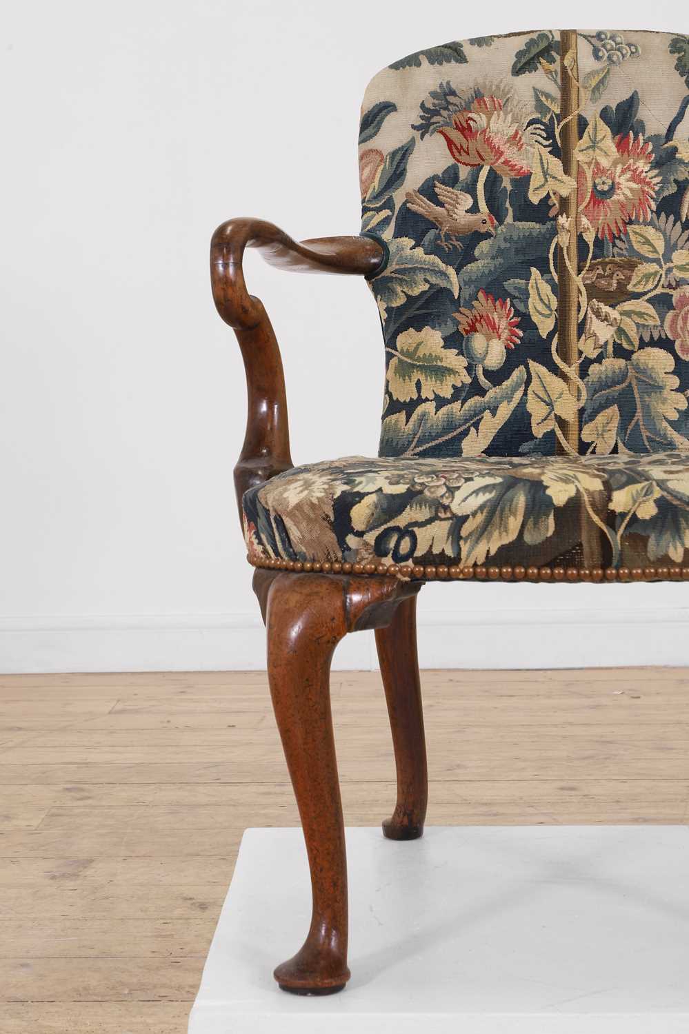 Lot A George I walnut shepherd's crook armchair