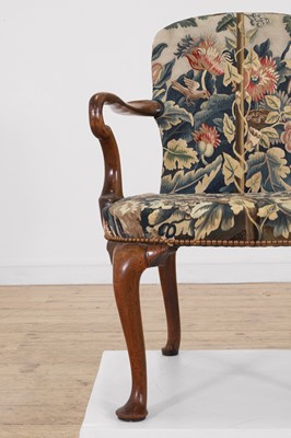 Lot 392 - A George I walnut shepherd's crook armchair