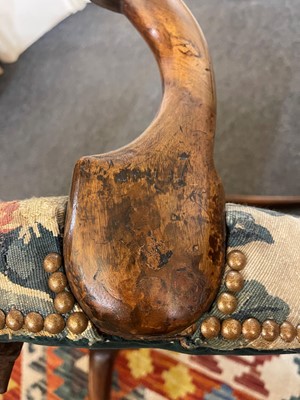 Lot 392 - A George I walnut shepherd's crook armchair