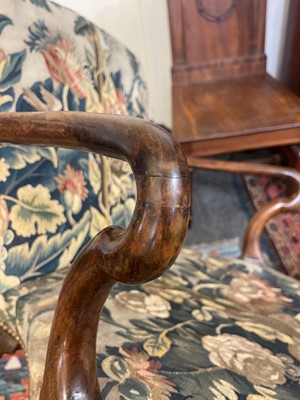 Lot 392 - A George I walnut shepherd's crook armchair