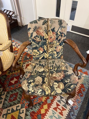 Lot 392 - A George I walnut shepherd's crook armchair