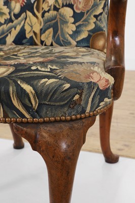 Lot 392 - A George I walnut shepherd's crook armchair