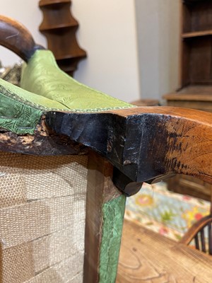 Lot 438 - A George I walnut shepherd's crook armchair