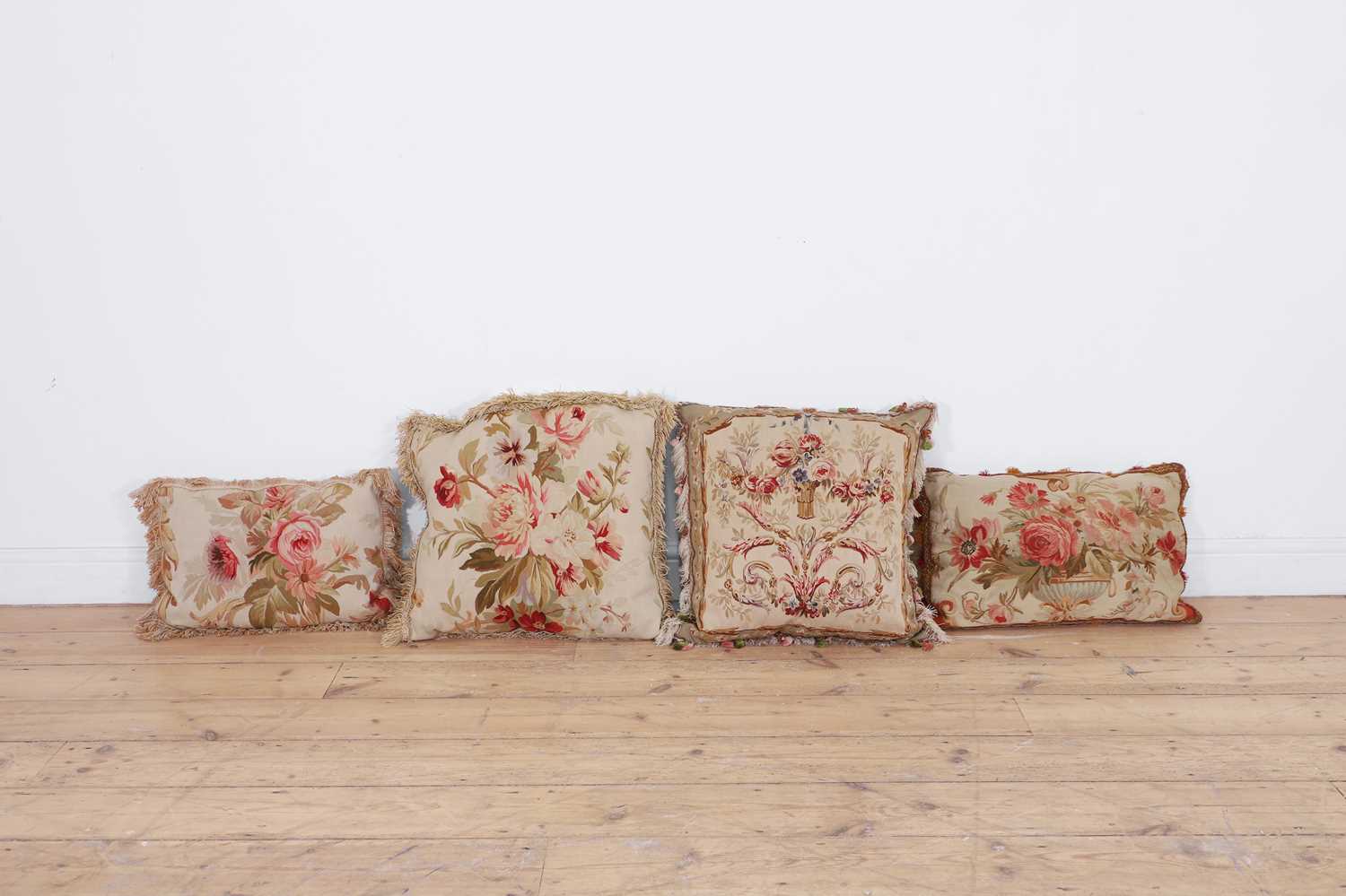 Lot 411 - A collection of five Aubusson and Beauvais tapestry cushions