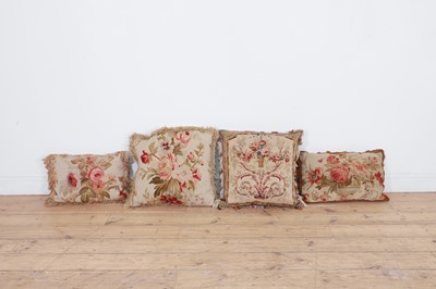 Lot 411 - A collection of five Aubusson and Beauvais tapestry cushions