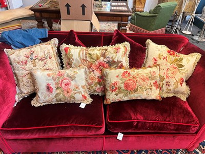 Lot 411 - A collection of five Aubusson and Beauvais tapestry cushions
