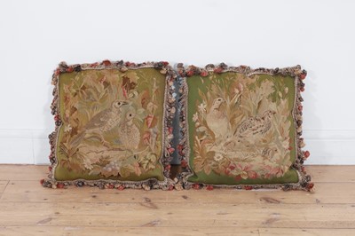 Lot 413 - A pair of wool and silk tapestry cushions