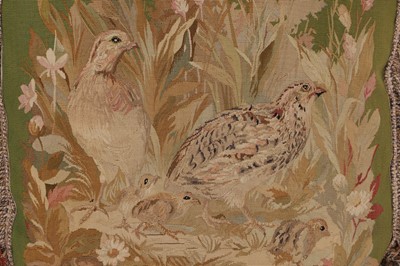 Lot 413 - A pair of wool and silk tapestry cushions