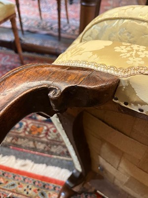 Lot 448 - A George I walnut and beech wing armchair