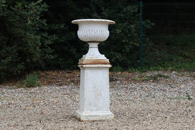 Lot 749 - A painted cast iron urn