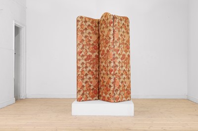 Lot 418 - A three-fold upholstered screen