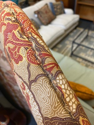 Lot 418 - A three-fold upholstered screen