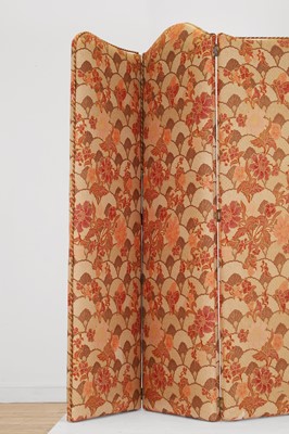 Lot 418 - A three-fold upholstered screen