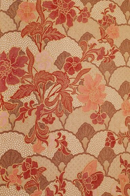 Lot 418 - A three-fold upholstered screen