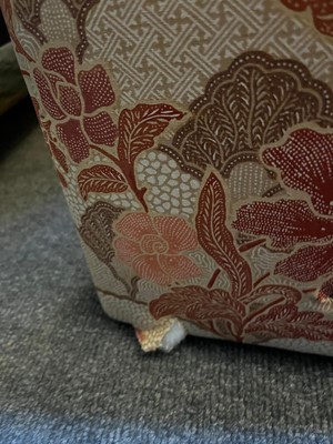 Lot 418 - A three-fold upholstered screen