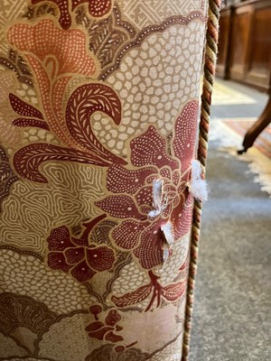 Lot 418 - A three-fold upholstered screen