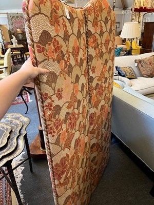 Lot 418 - A three-fold upholstered screen