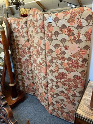 Lot 418 - A three-fold upholstered screen