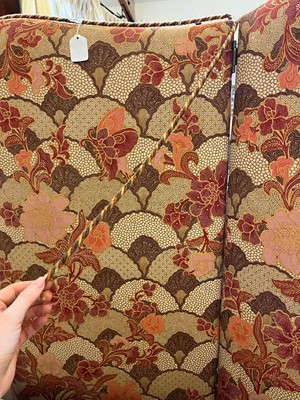 Lot 418 - A three-fold upholstered screen
