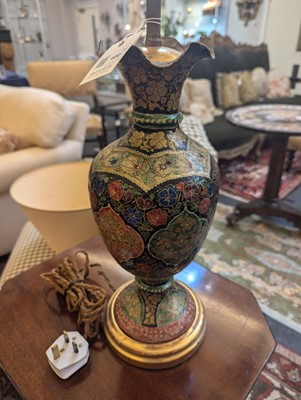 Lot 400 - A pair of papier mâché table lamps