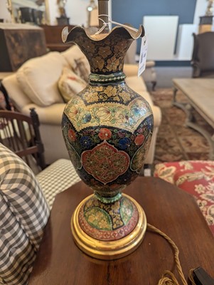 Lot 400 - A pair of papier mâché table lamps