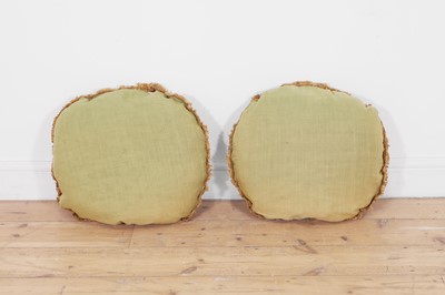Lot 410 - A pair of oval Beauvais wool and silk tapestry cushions