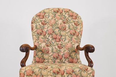 Lot 396 - A walnut open armchair