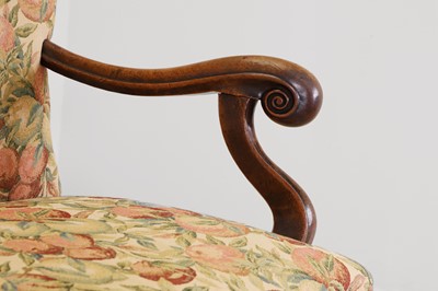 Lot 396 - A walnut open armchair
