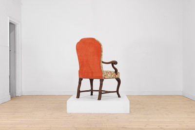 Lot 396 - A walnut open armchair