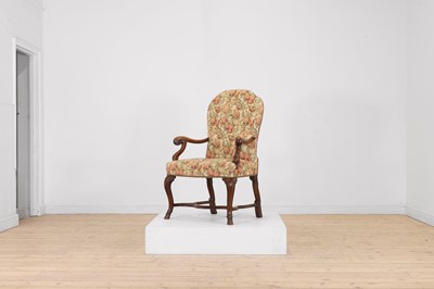 Lot 396 - A walnut open armchair