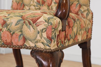 Lot 396 - A walnut open armchair