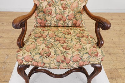 Lot 396 - A walnut open armchair