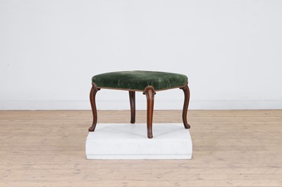 Lot 329 - A walnut upholstered stool