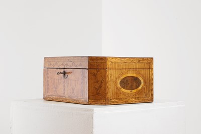 Lot 421 - A George III inlaid satinwood workbox
