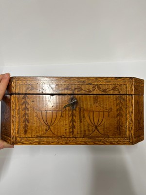 Lot 421 - A George III inlaid satinwood workbox
