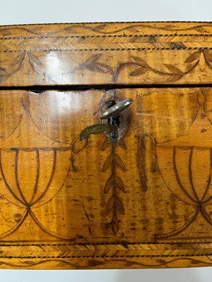 Lot 421 - A George III inlaid satinwood workbox