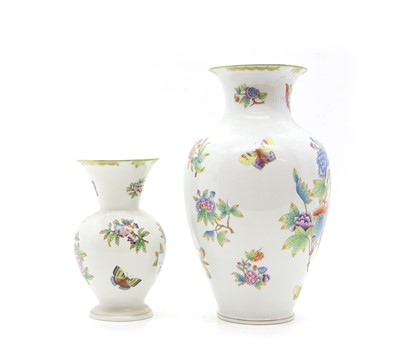 Lot 203 - A graduated pair of Herend porcelain vases