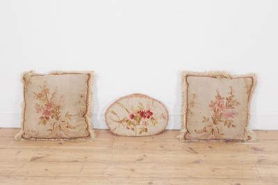 Lot 412 - A pair of wool and silk tapestry cushions