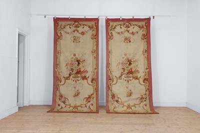 Lot 403 - A pair of Aubusson tapestry wall hangings