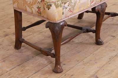 Lot 405 - A George I-style walnut and beechwood framed two-seater settee